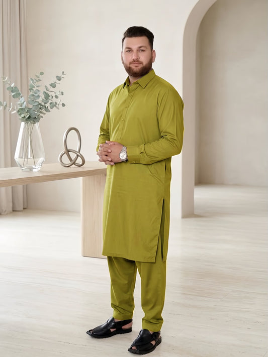 Wash & Wear Suit – Olive Green